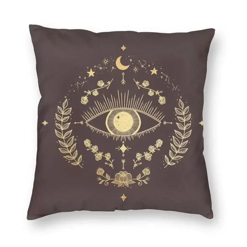 Evil Eye Black Art Cushion Cover Mystery Spirit Pillowcase by Axyaa