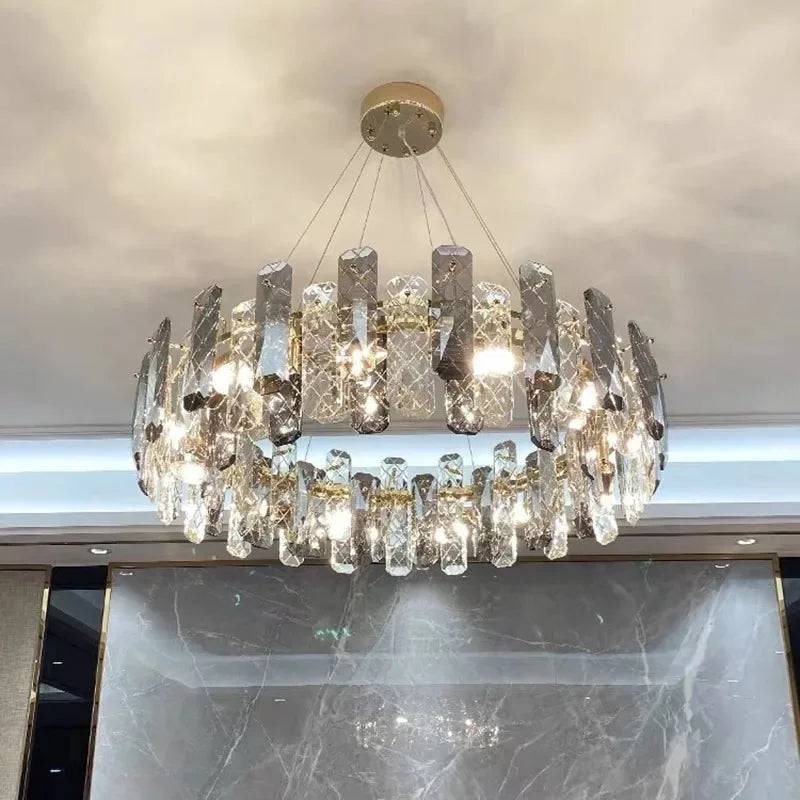 Luxury Crystal LED Chandelier for Room Decor by Axyaa - Modern Ceiling Pendant Light