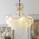Axyaa Modern Shell Glass Chandelier - Copper Pendant LED Light for Home Decor