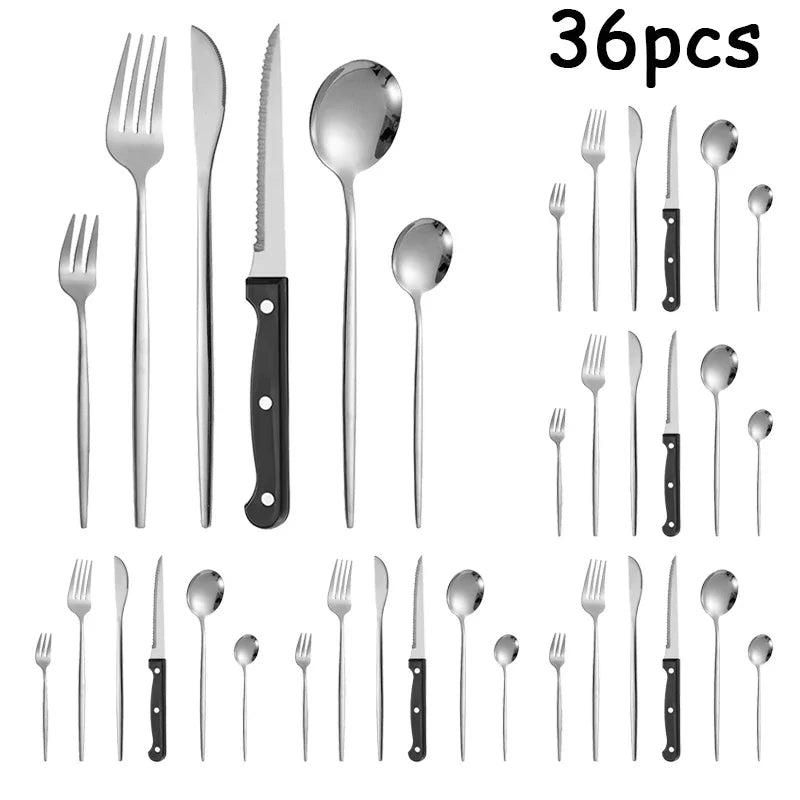 Axyaa Stainless Steel Portuguese Tableware Set - 48 Pieces