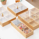 Axyaa Bamboo Partition Dessert Plate - Snack Storage Tray for Dried Fruits & Treats