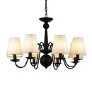 Axyaa Black Iron Chandelier with Cloth Lampshade, E14 Candle Light Holder