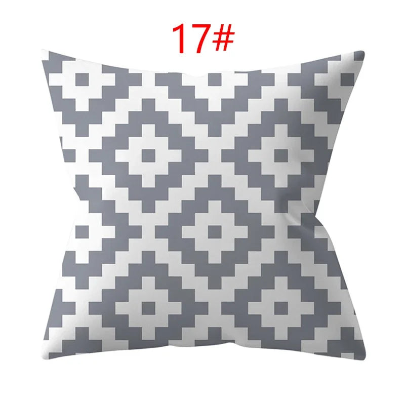 Axyaa 18" Sliver Grey Geometry Striped Pillowcase Home Decor Pillow Cover