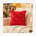 Axyaa Holiday Rabbit Fur Quilted Christmas Tree Pillowcase - Red Green Embroidered Sofa Cushion Cover