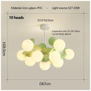 Axyaa Magic Beans Green Leaf Chandelier - Modern French Ceiling LED Hanging Lamp for Kids & Living Room