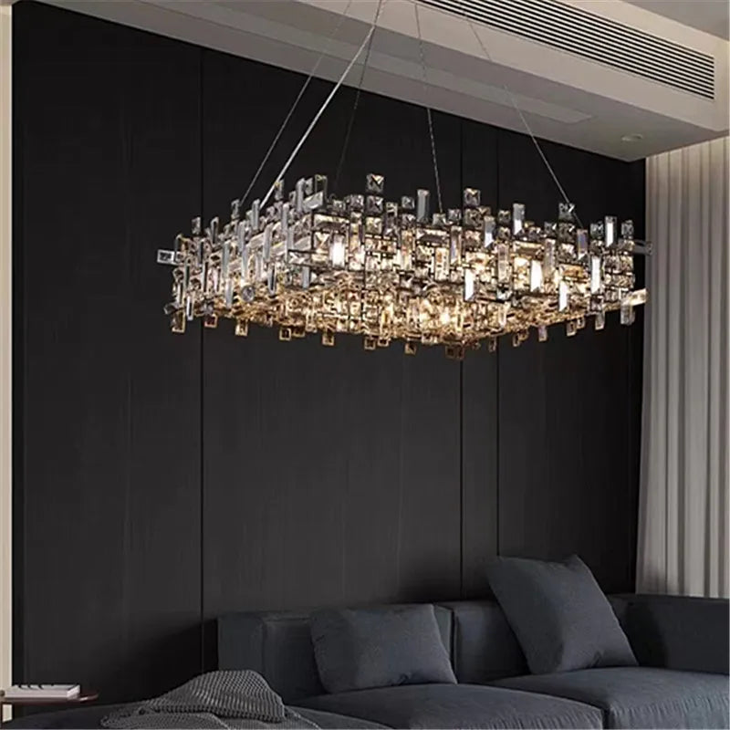 Axyaa Luxury Crystal Chandelier for Modern Living and Dining Spaces