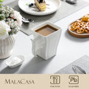 Axyaa Marble White Porcelain Coffee Set for 6 - 6 Cups 5.5 Inch 500ML Square