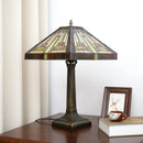 Stained Glass Table Lamp Mission Style by Axyaa - Amber Brown for Home Office