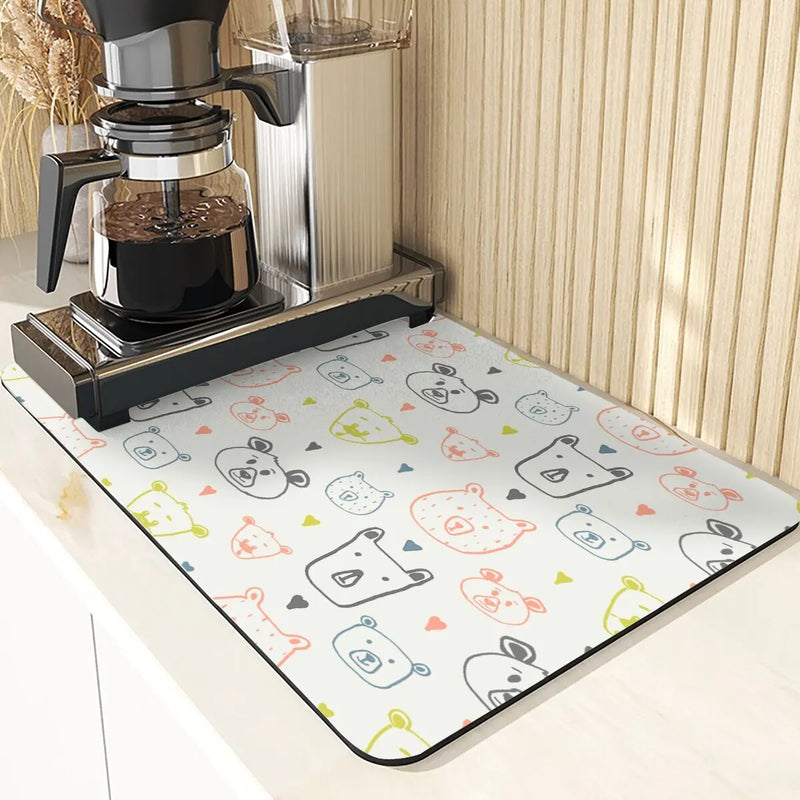 Axyaa Cute Rabbit Pattern Diatomaceous Earth Coasters Mats - Set of 4