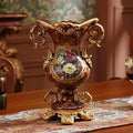 Axyaa European Resin Vase & Artificial Flower Set for Home Office Decor