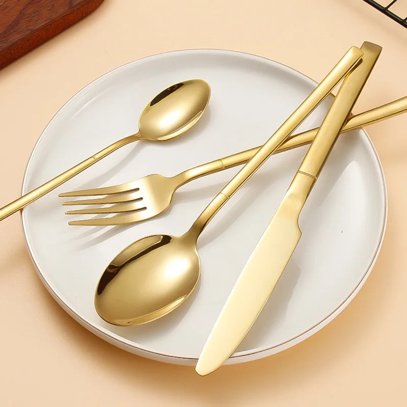Axyaa Stainless Steel Cutlery Set - High-End Steak Knife, Fork, Dessert Spoon