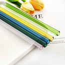 Axyaa Glass Straws Set of 6 with Cleaning Brushes | Reusable Colourful Drinking Straws