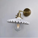 Axyaa Nordic White Pleated Ceramic Pendant Lamp Wall Bedside Bar Vintage Brass Light
