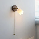 Axyaa LED Wall Light Fixture White Glass Wood Rotate Indoor Up Down Lamp