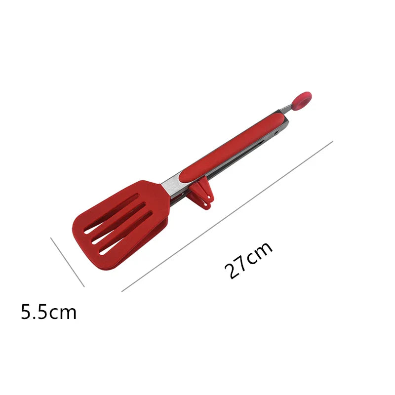 Axyaa Silicone BBQ Tongs - Kitchen Cooking Tool for Steak, Bread, Vegetables, Fruits