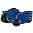 Axyaa Blue Stoneware Dinner Set for 4/8: Dinner Plates & Bowls, Kiln Change Design