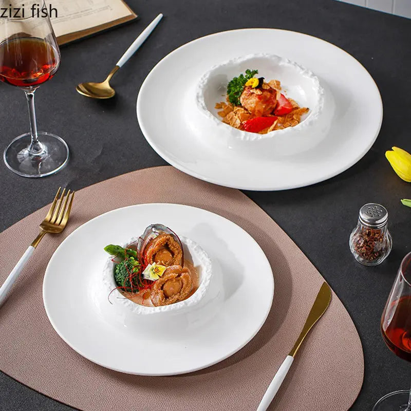 Axya Irregular Ceramic Dinner Plate Soup Pasta Snack Dessert Solid Color Tableware