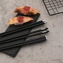 Axyaa Portable Black Alloy Chopsticks Set for Sushi and Korean Cuisine