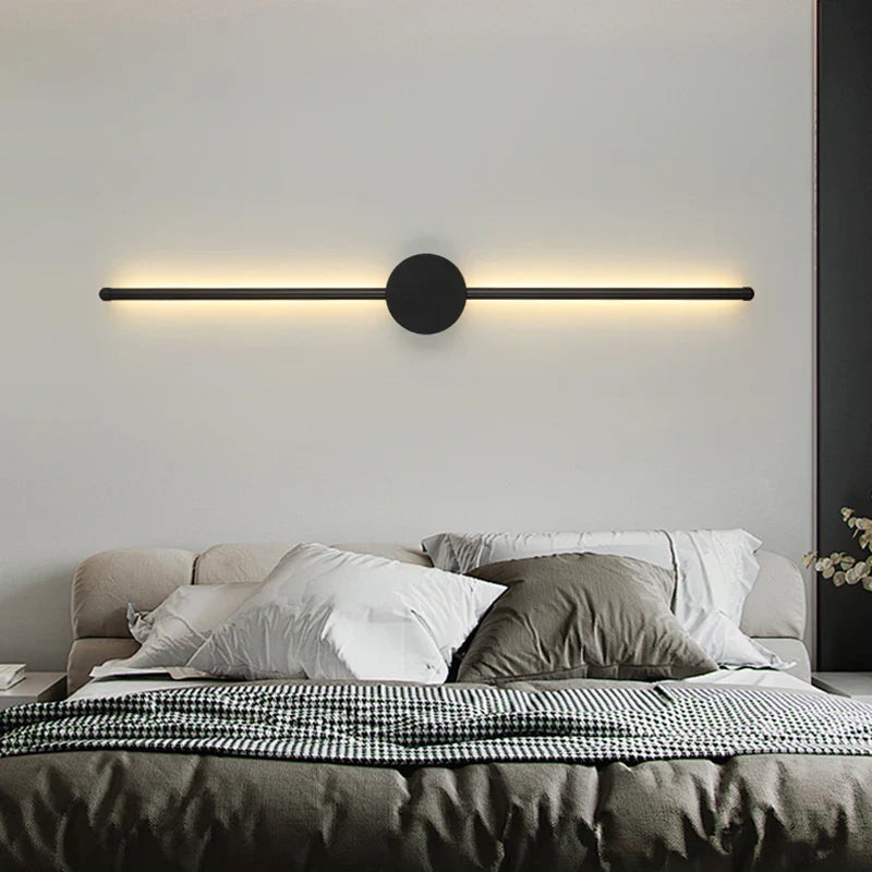 Modern Black LED Wall Light I-Shaped Bedroom Living Room Interior Lighting