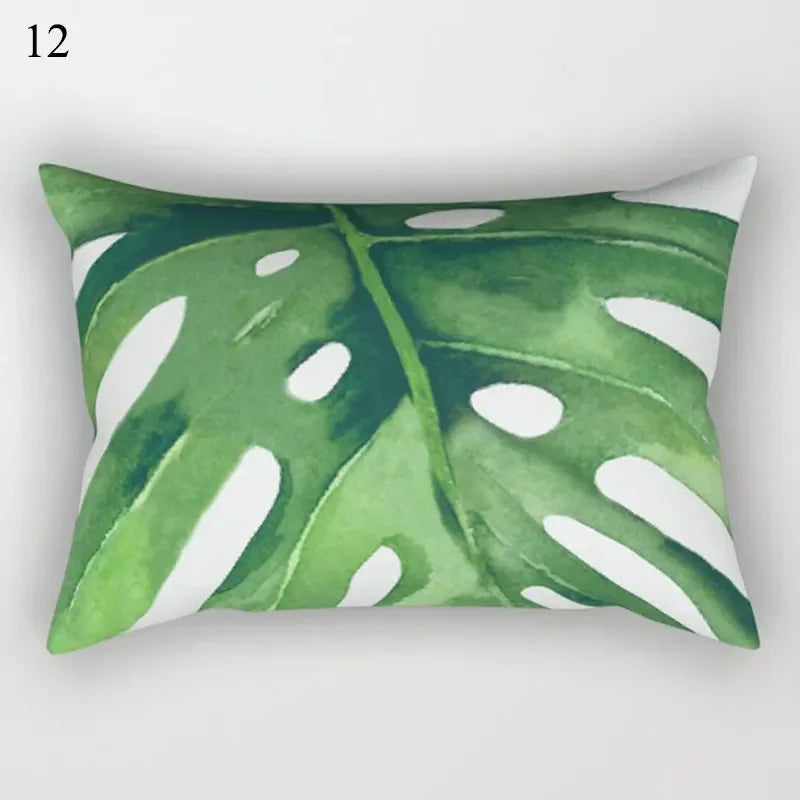 Tropical Green Plant Decor Throw Pillow Cover by Axyaa for Modern Bohemian Style