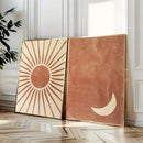Bohemian Green Moon Sun Canvas Prints by Axyaa - Modern Minimalist Wall Art for Home Decor