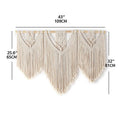 Axyaa Macrame Wall Hanging Tapestry Wooden Stick Boho Decor Tassel Curtain • Hand-Woven Wedding Backgrou