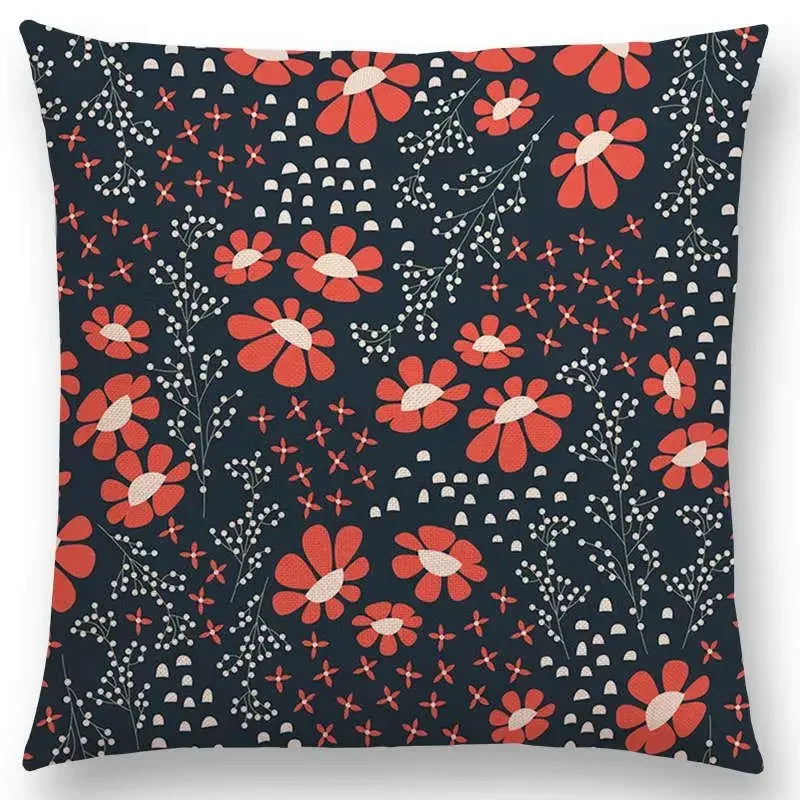 Axyaa Botanical Floral & Butterfly Cushion Cover - Home Decor Sofa Pillow Case