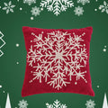 Axyaa Christmas Tree Snowflake Cushion Cover in Green and Red, Embroidered 45x45cm Square Pillowcase