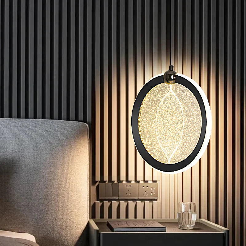 Axyaa Black Crystal Pendant LED Chandelier for Home Decor Lighting