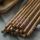 Axyaa Mahogany Wood Chopsticks Set - High-grade, Anti-slip, Anti-mould - 10 Pairs