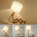 Axyaa Robot Wooden Table Lamp for Home Decor and Lighting