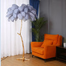 Axyaa Ostrich Feather Nordic Floor Lamp Gold Resin LED Light
