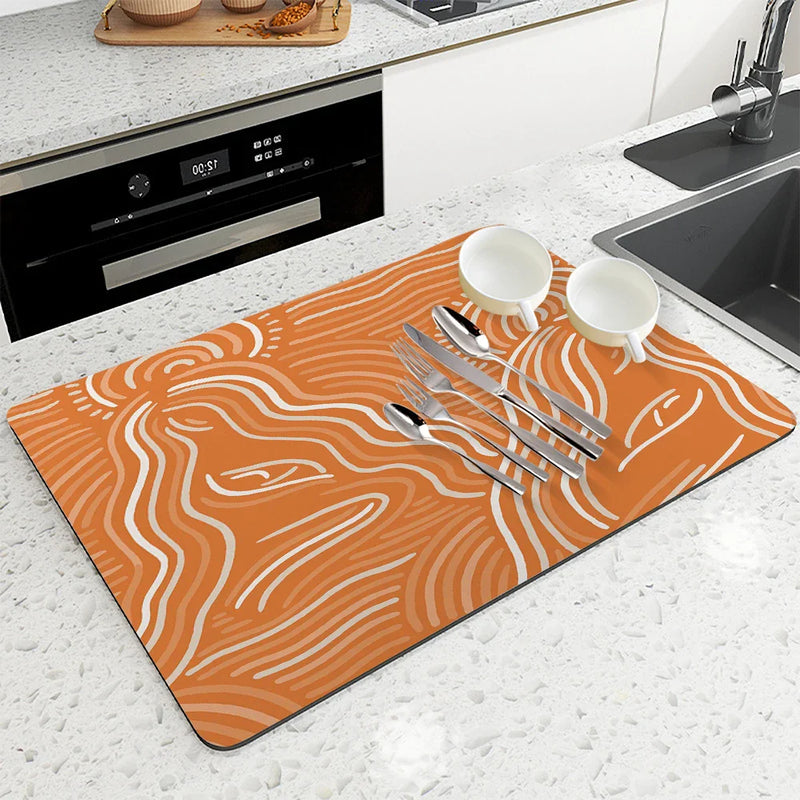 Axyaa Geometric Shapes Kitchen Drying Mat Square Table Decor Mats
