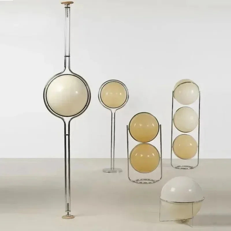Axyaa Chrome Metal White Acrylic Ball Floor Lamp