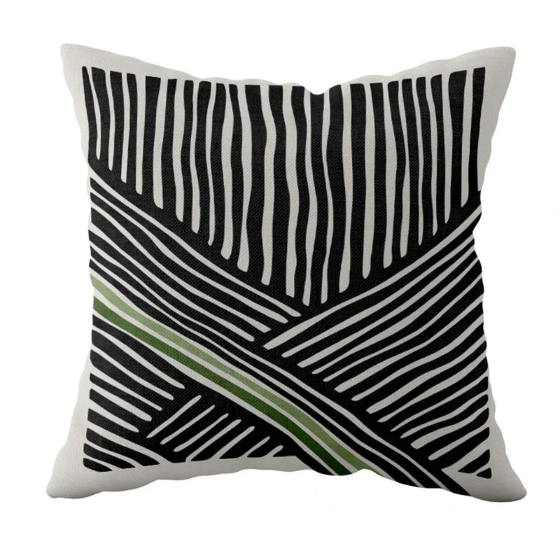 Axyaa Striped Daisy Abstract Art Pillowcase - Home Decor Square Cushion Cover