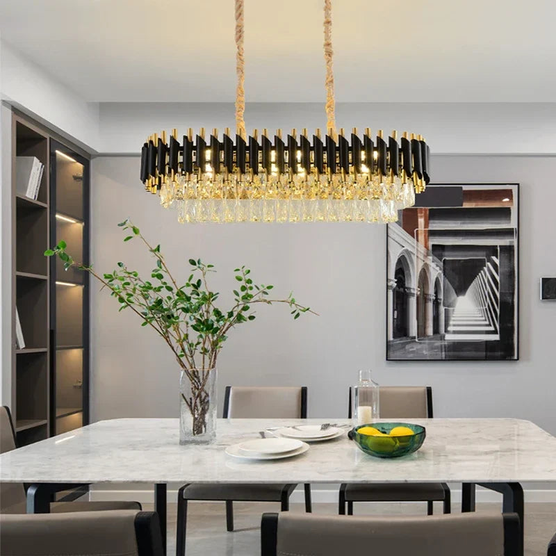 Axyaa Modern Luxury Crystal LED Pendant Chandelier for Living Dining Bedroom