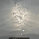 Axyaa Modern Crystal Ball LED Chandelier for Stairway, Living Room, and Loft Kitchen Lighting