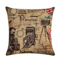 Axyaa Retro Typewriter Camera Linen Pillow Cover 45x45cm
