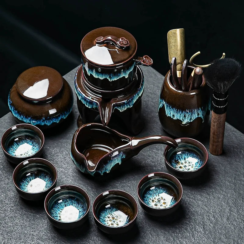 Axya Chinese Tea Set: 8-Piece High-Grade Kung Fu Bone - Teapot and Cup Set