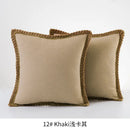 Axyaa Farmhouse Christmas Cotton Linen Pillow Cover Set in Grey Red