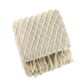 Axyaa Caramel Knit Throw Blanket - Soft, Warm, Textured, & Stylish