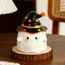 Axyaa Cute Ghost Mug with Lid, Ceramic Halloween Coffee Cup, Holiday Gift