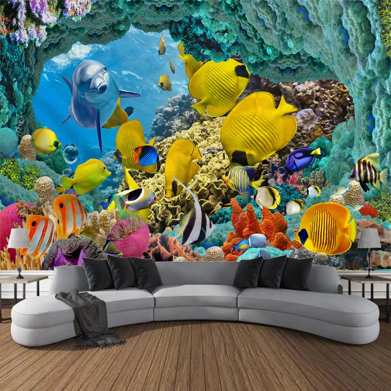 Axyaa Undersea Print Tapestry for Psychedelic Room Decoration & Ocean Wall Hanging