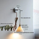 Axyaa Nordic LED Wall Sconce Pull Chain Switch Bedside Lamp Fixtures White Ceramic