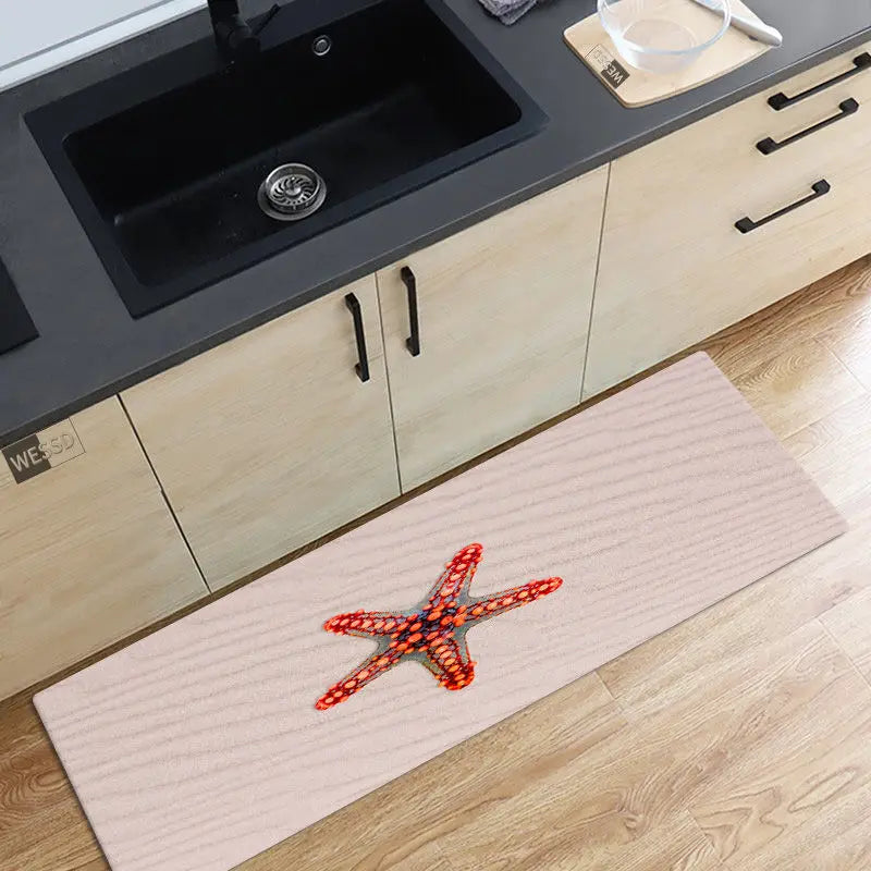 Axyaa Ocean Waves Beach Carpet - 3D Kitchen Bedroom Floor Rug