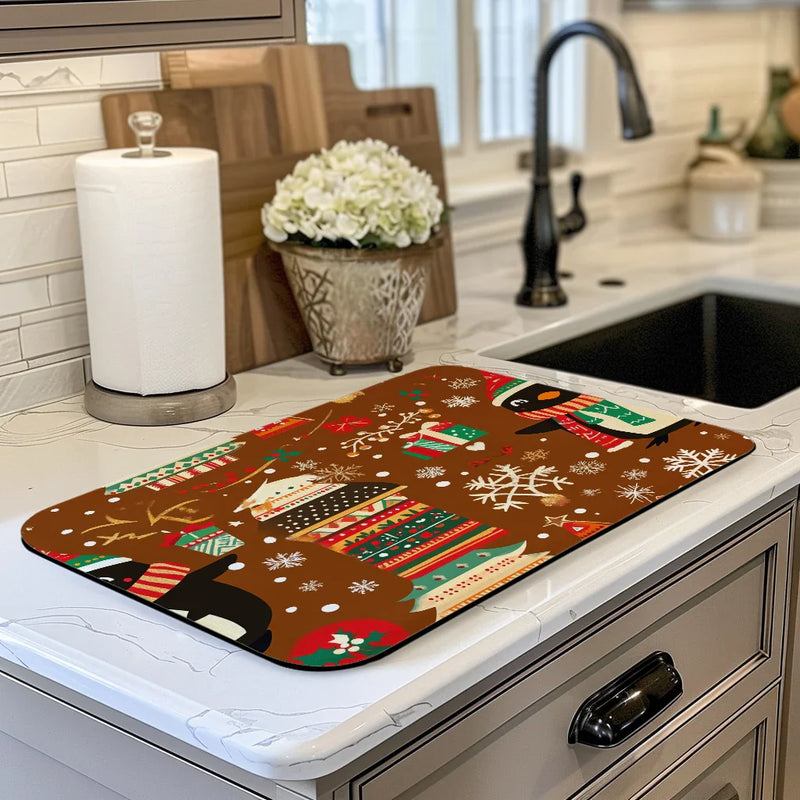 Axyaa Christmas Tree Penguin Snowflake Absorbent Drying Mat