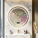 Axyaa 800mm Round LED Bathroom Mirror Front+Backlit Bluetooth Colour Dimmable Anti-fog