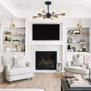 Axyaa Modern LED Ceiling Chandeliers Industrial Black Gold for Living Dining Room