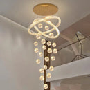 Axyaa Modern Minimalist Duplex Building Circular Planet Staircase Pendant Light