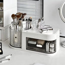 Axyaa 360° Rotating Makeup Organizer with Drawer, Vanity Jewelry Box and Brush Holder